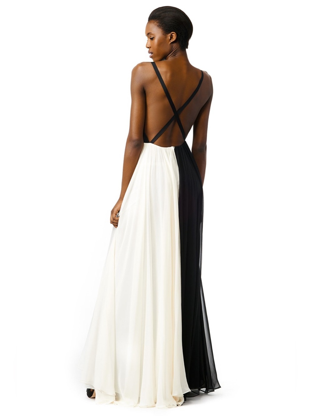 Milly Black and Cream Contrast Evening Dress - Picture 4 of 12